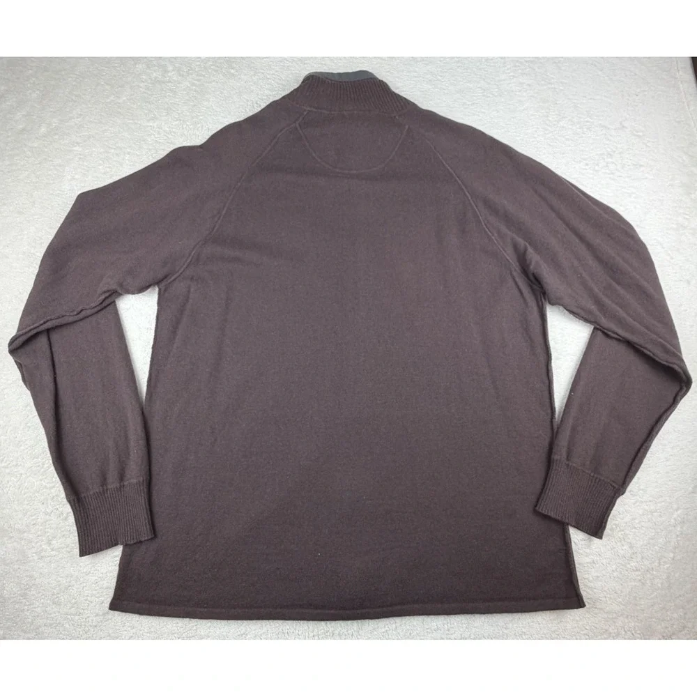 The North Face Men's‎ Sweater Brown Mock Neck Cotton Wool Blend Full Zip Large